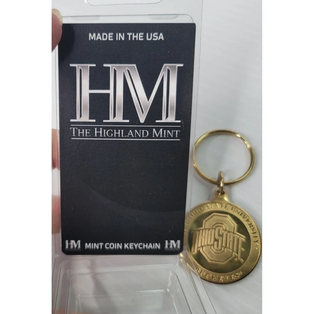 The Highland Mint Ohio State Buckeyes Bronze Coin Keychain NEW